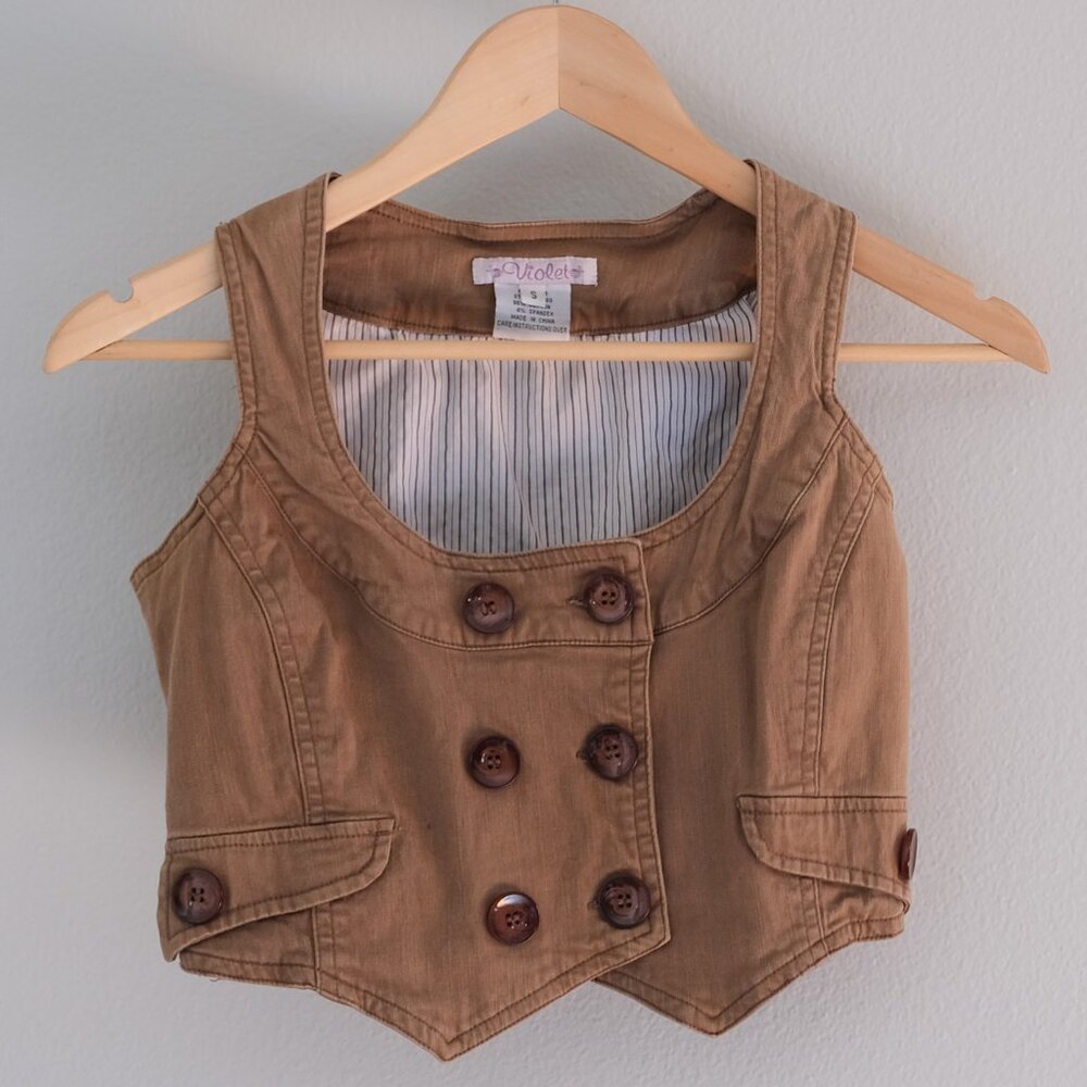 Tan colored Vest - Crop Top